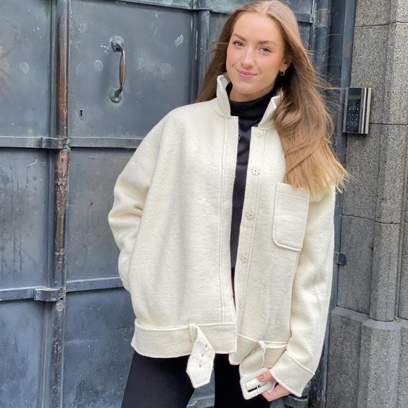 ❌SOLD❌Anine Bing Jaden Shacket Ivory Tie Jacket Oversized - Picture 3 of 14